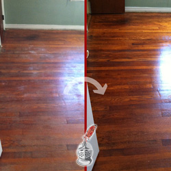 Photo of a Wood Floor Before and After a Refinishing Service in Missouri