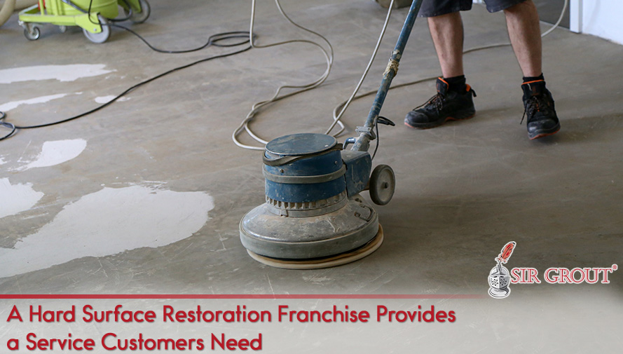 Sir Grout Hard Surface Restoration Franchisee Buffing Floors Providing a Service Customers Need
