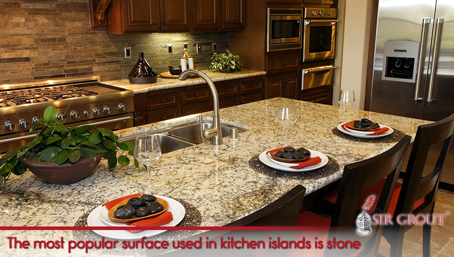 The most popular surface used in kitchen islands is stone