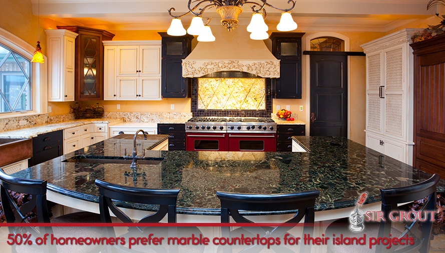 50% of homeowners prefer marble countertops for their island projects