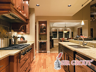 Picture of a kitchen with natural stone countertops