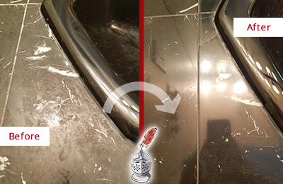 Before and After picture of a Stone Countertop Restoration in Florida