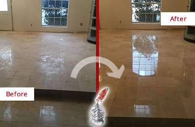 Picture of Travertine Floor Before and After Restoration